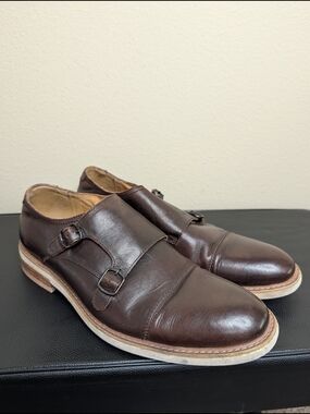 Steve Madden Men's Brown Leather Double Monk Strap Dress Shoes Size 8.5